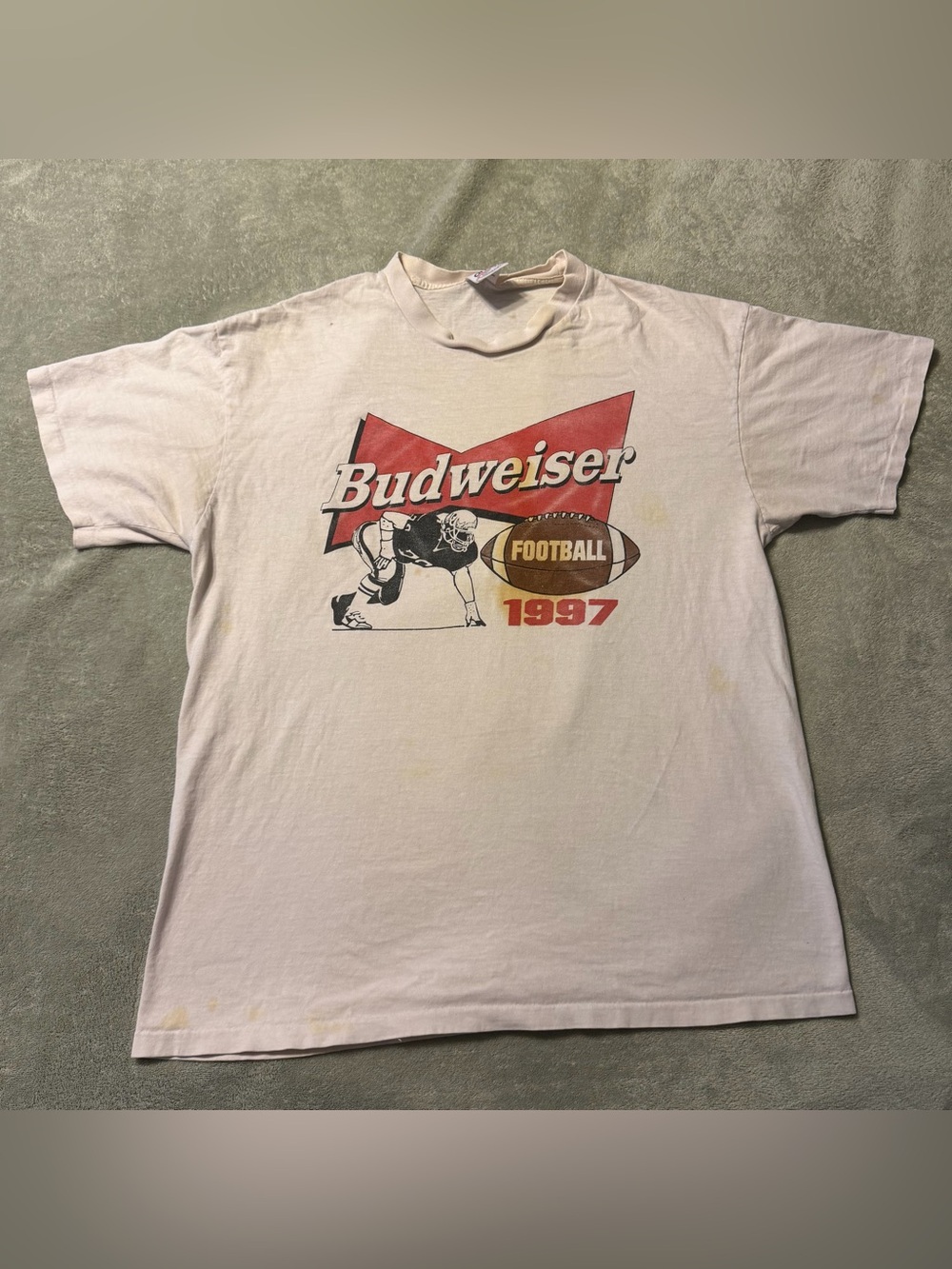 Vintage 1997 Budweiser King of Beer Football Block Party Promo T-Shirt Size XL.
